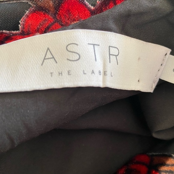 NEW ASTR The Label Floral Red Velvet Burnout Sheer Black Midi Dress V-Neck Sz S - Picture 9 of 9